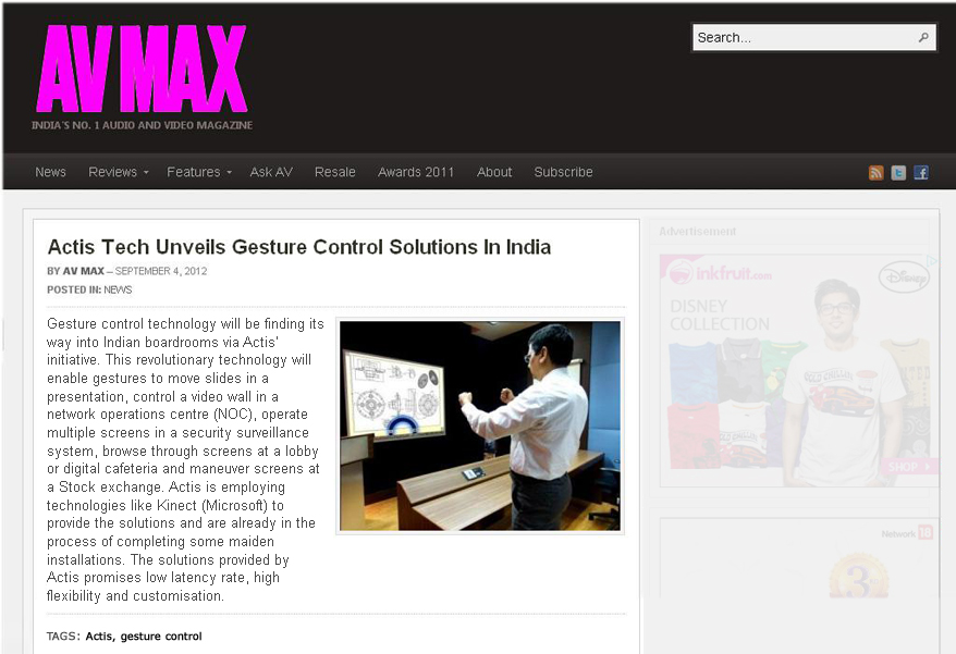 Actis Tech Unveils Gesture Control Solutions in India - avmax-co-in