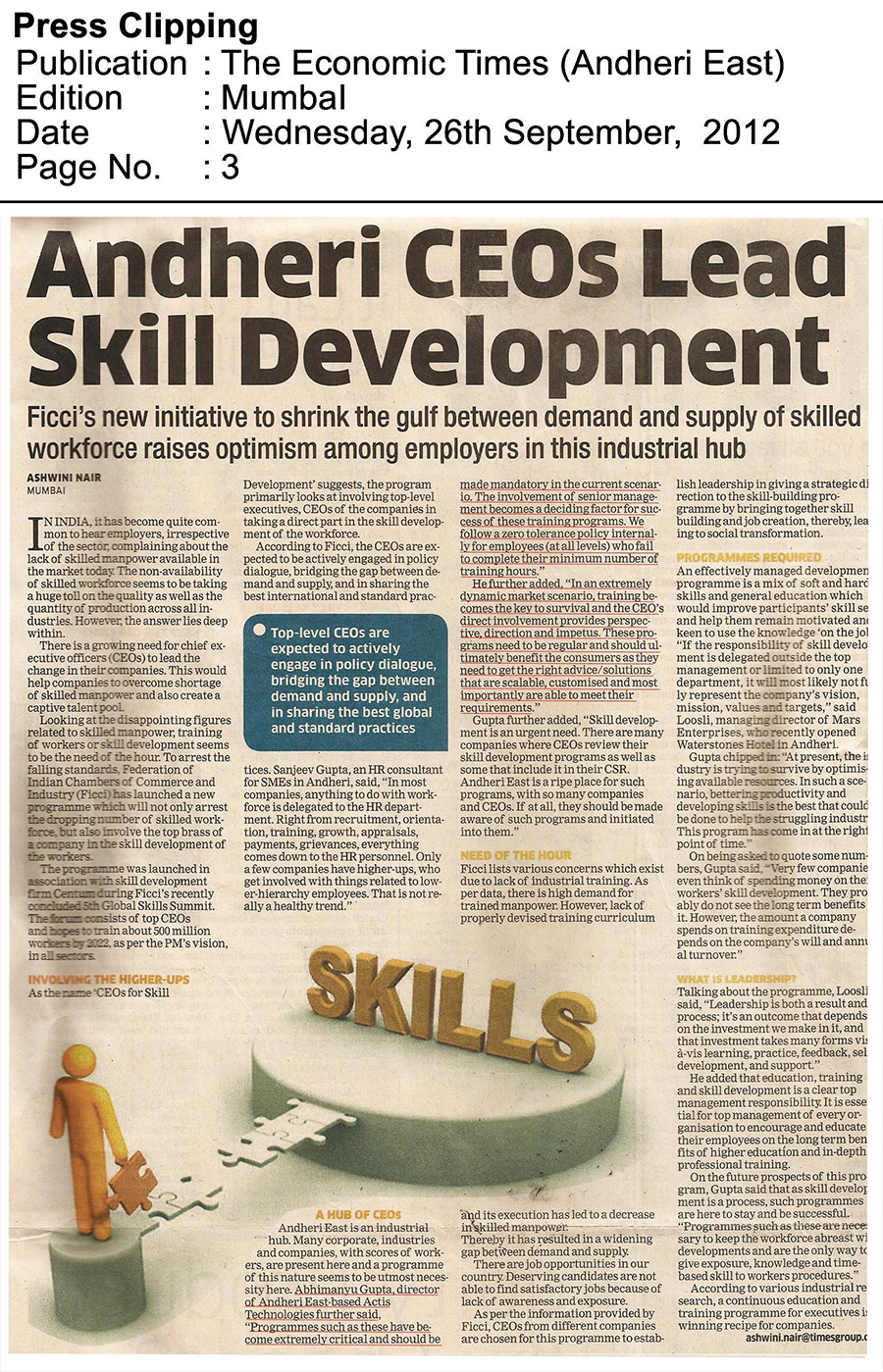 Andheri CEOs lead skill development
